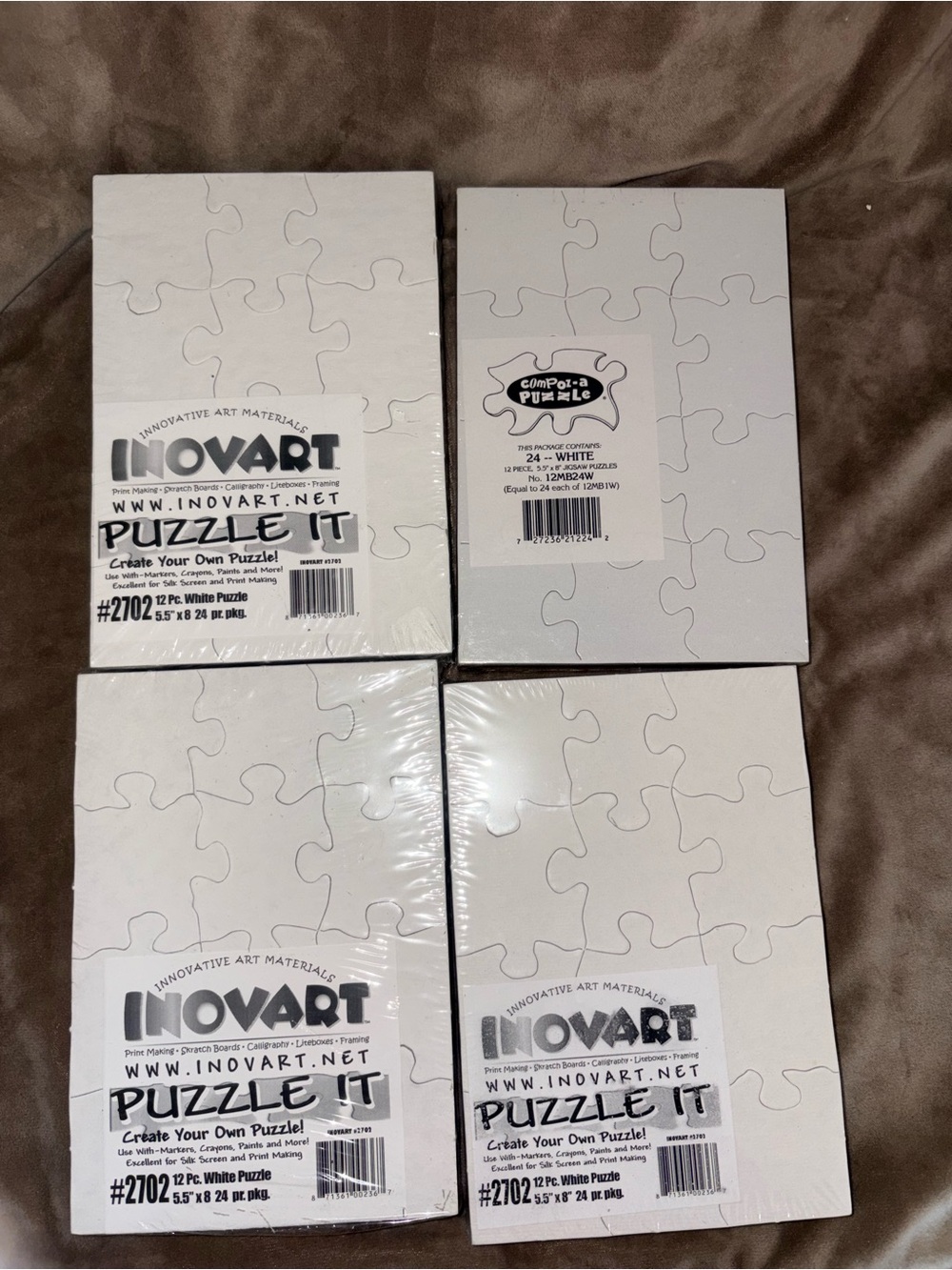Lot of 4 Inovart "Puzzle It" DIY Blank Jigsaw Puzzles 96 puzzles